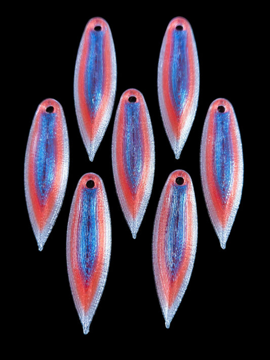 a picture showing 7 Red White and Blue EZ Fishing 1.75" EZ TPU Spinner Blades