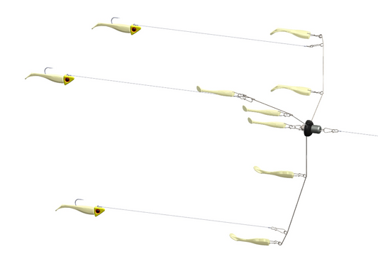 A rendering of an umbrella rig in use.