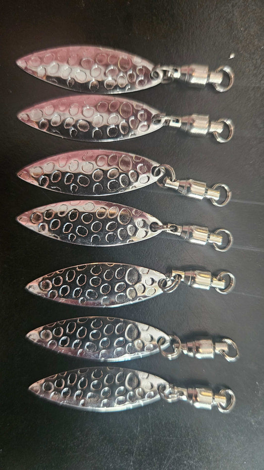 7 Spinner Blades 1.25” Long Hammered Chrome